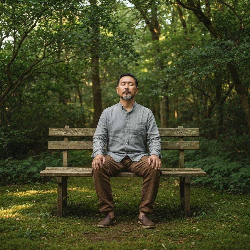 Person in peaceful setting